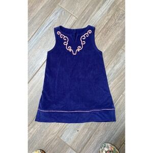 Janie and jack toweling navy cover up with pink‎ trim 4T